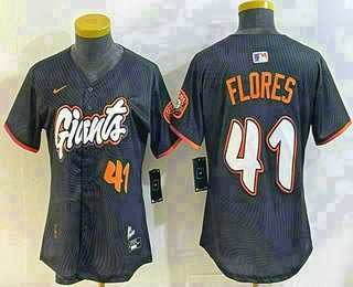Women%27s San Francisco Giants #41 Wilmer Flores Number Black 2025 City Connect Limited Stitched Jersey